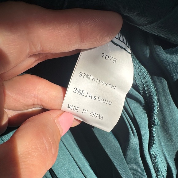 Chic Teal green One-Shoulder Pleated Dress - Picture 4 of 6